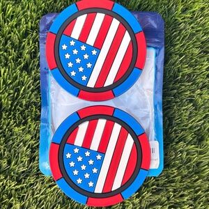 American Flag Silicone Car Cup Holder Coaster Insert - Patriotic Red & Blue